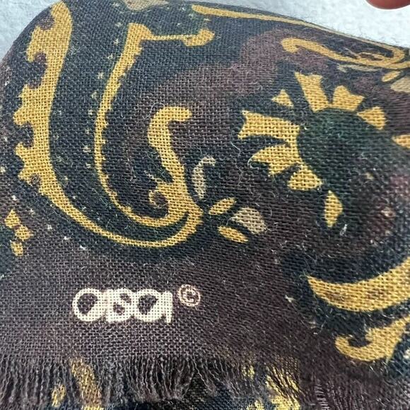 Casca Scarfs Scarf 100% Wool Brown Large 52"X 52" Paisley Fringe - Picture 7 of 8